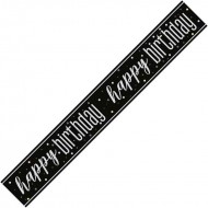 Black & Silver Glitz Holographic Birthday Banner